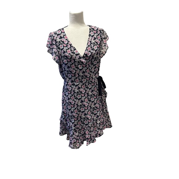 Banana Republic Floral Wrap Dress - Navy and Pink petite 14 - Picture 4 of 9